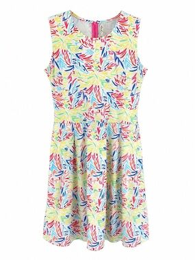 Lulu-B SPF Cooling Colorful Abstract Print Sleeveless Fit & Flare Dress M